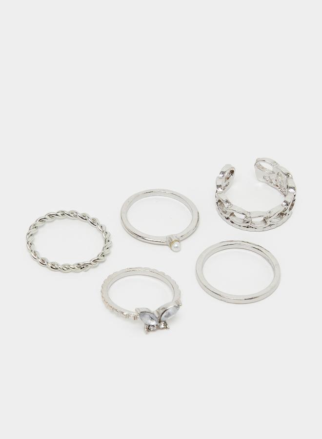 Set of 5 - Butterfly Accent Rings