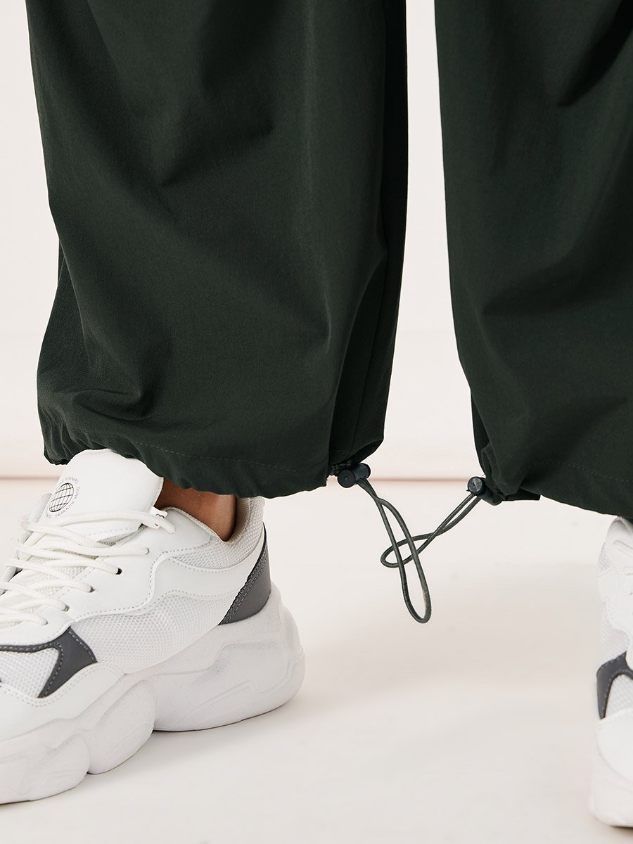 Parachute Oversized Joggers with Knee Pintuck Detail