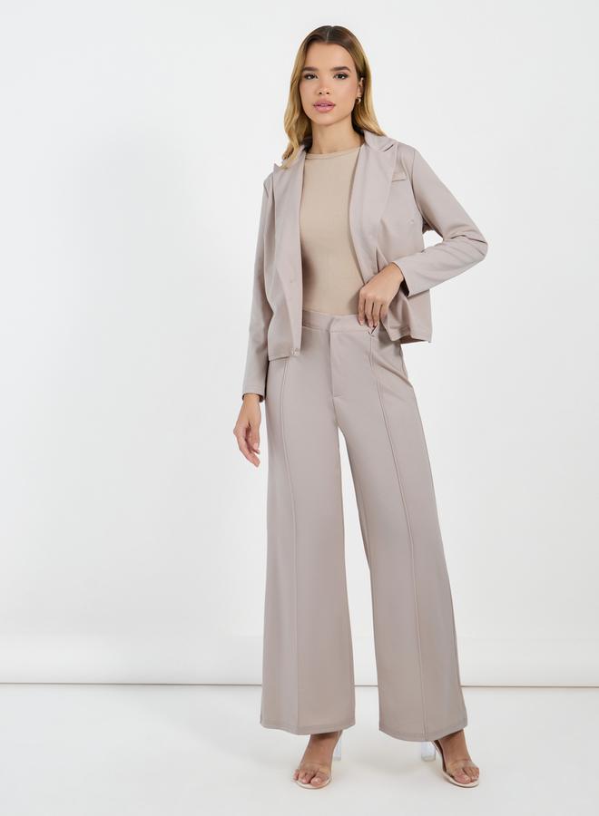 Regular Fit Short Length Blazer and Wide Leg Tailored Pants Co-Ords