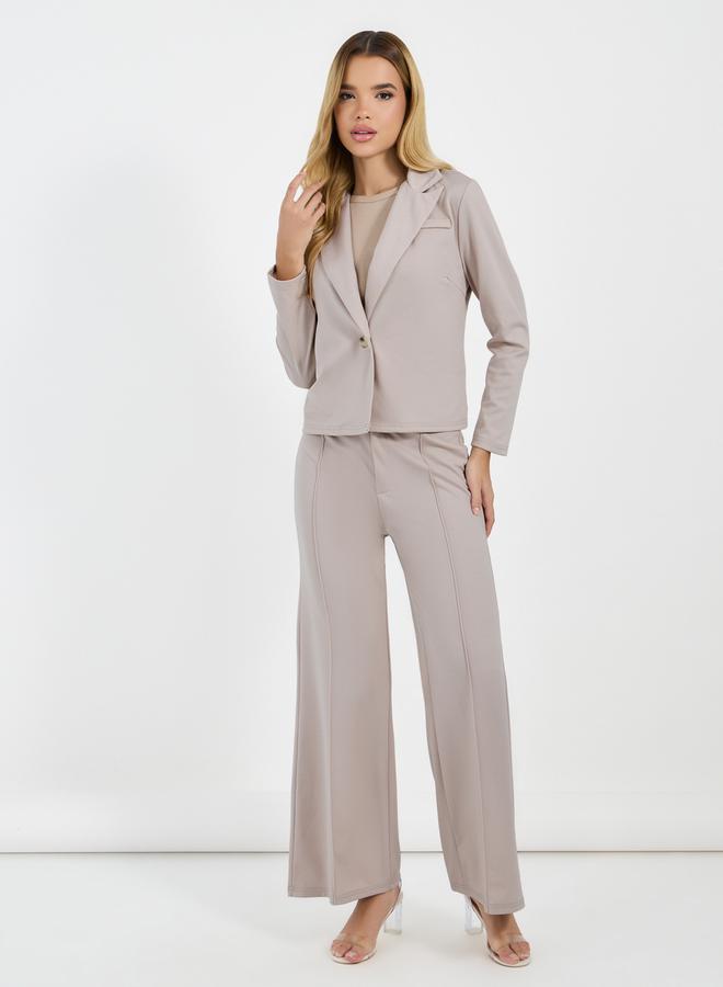 Regular Fit Short Length Blazer and Wide Leg Tailored Pants Co-Ords