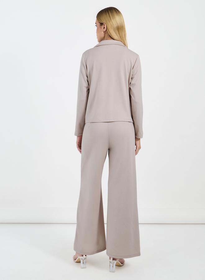 Regular Fit Short Length Blazer and Wide Leg Tailored Pants Co-Ords