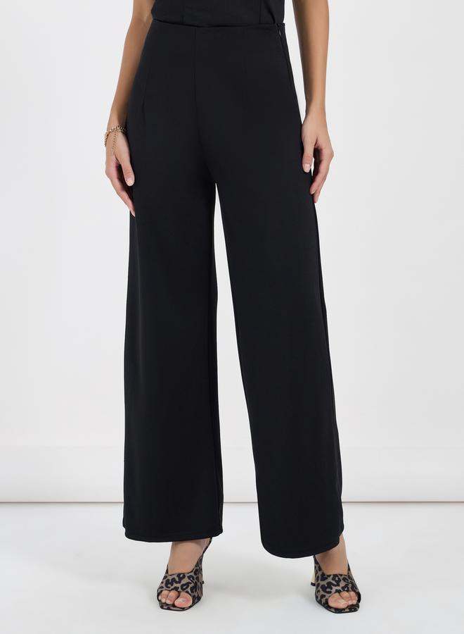 Bow Design One Shoulder Knit Top and Wide Leg Pants Co-Ords