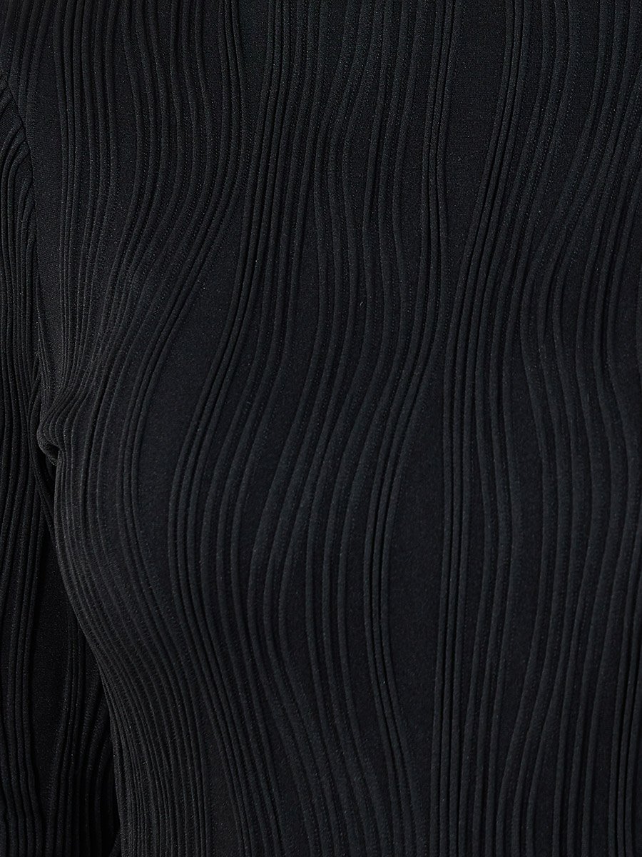 Textured Round Neck Long Sleeved Bodysuit