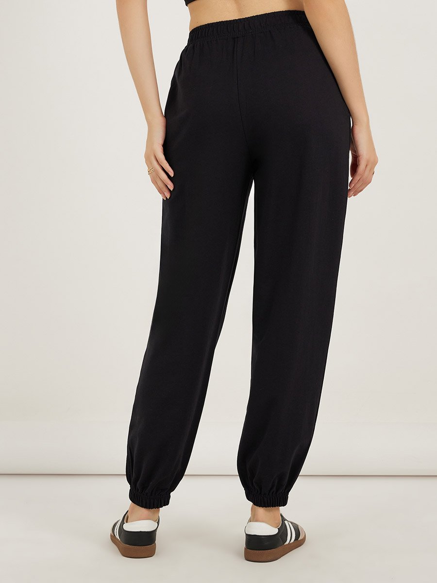 High Rise Cross Waistband Tapered Leg Joggers
