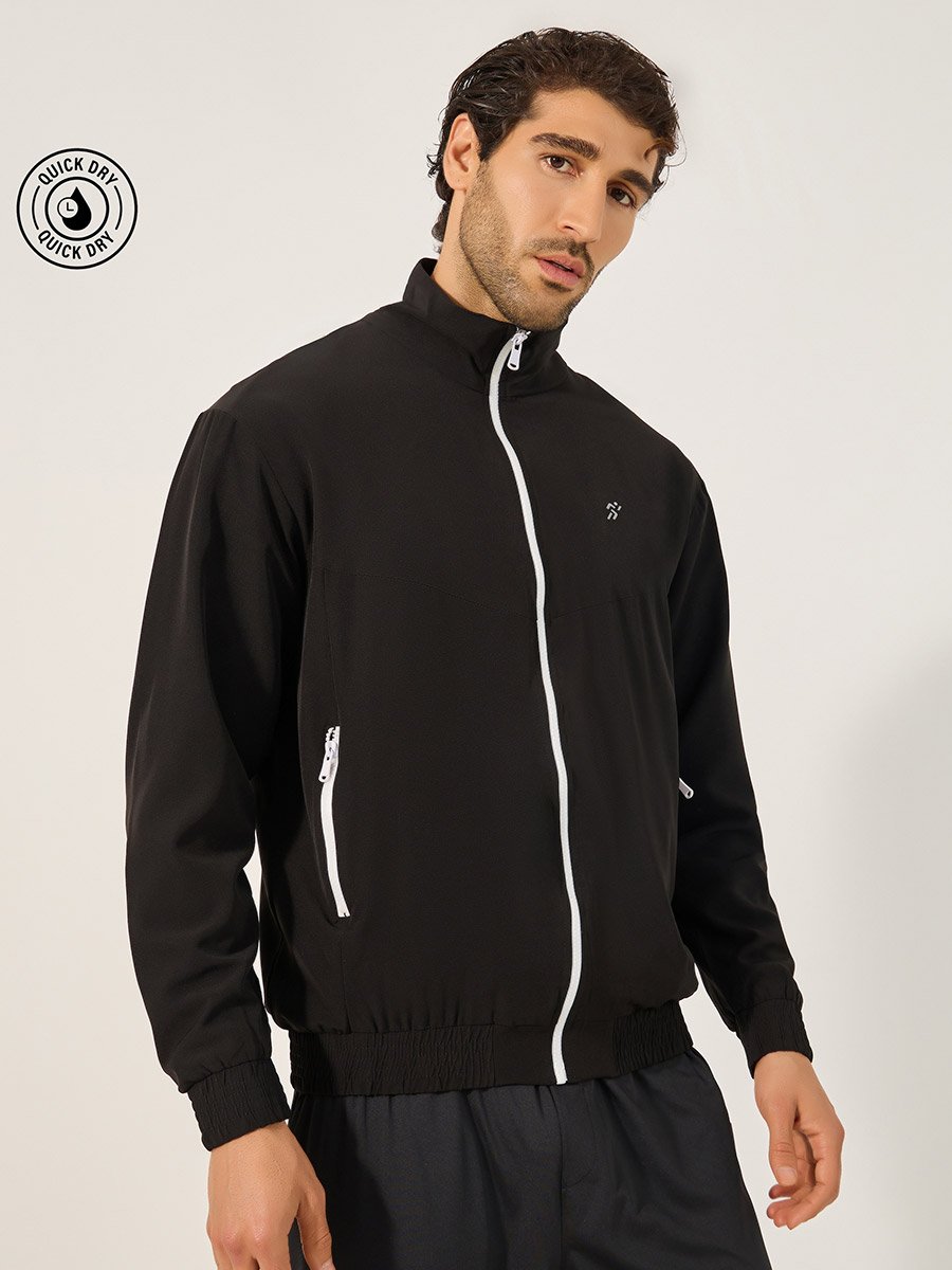 Relaxed Fit High Neck Jacket with Mesh Lining