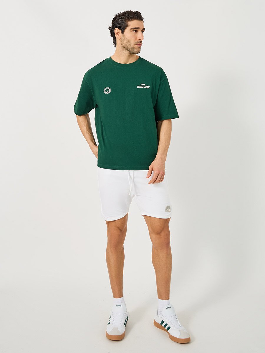 Men Oversized Jersey T-Shirt with Retro Court Graphic