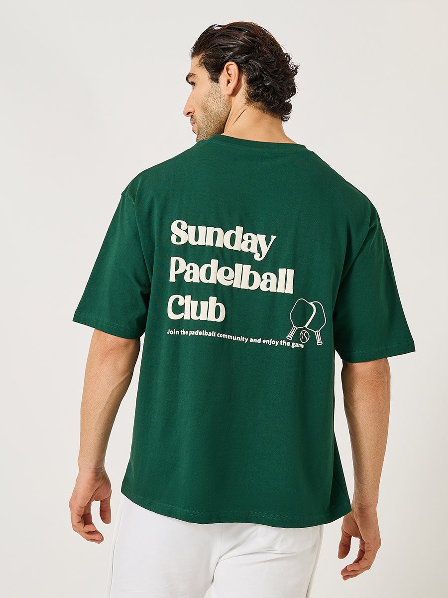 Men Oversized Jersey T-Shirt with Retro Court Graphic