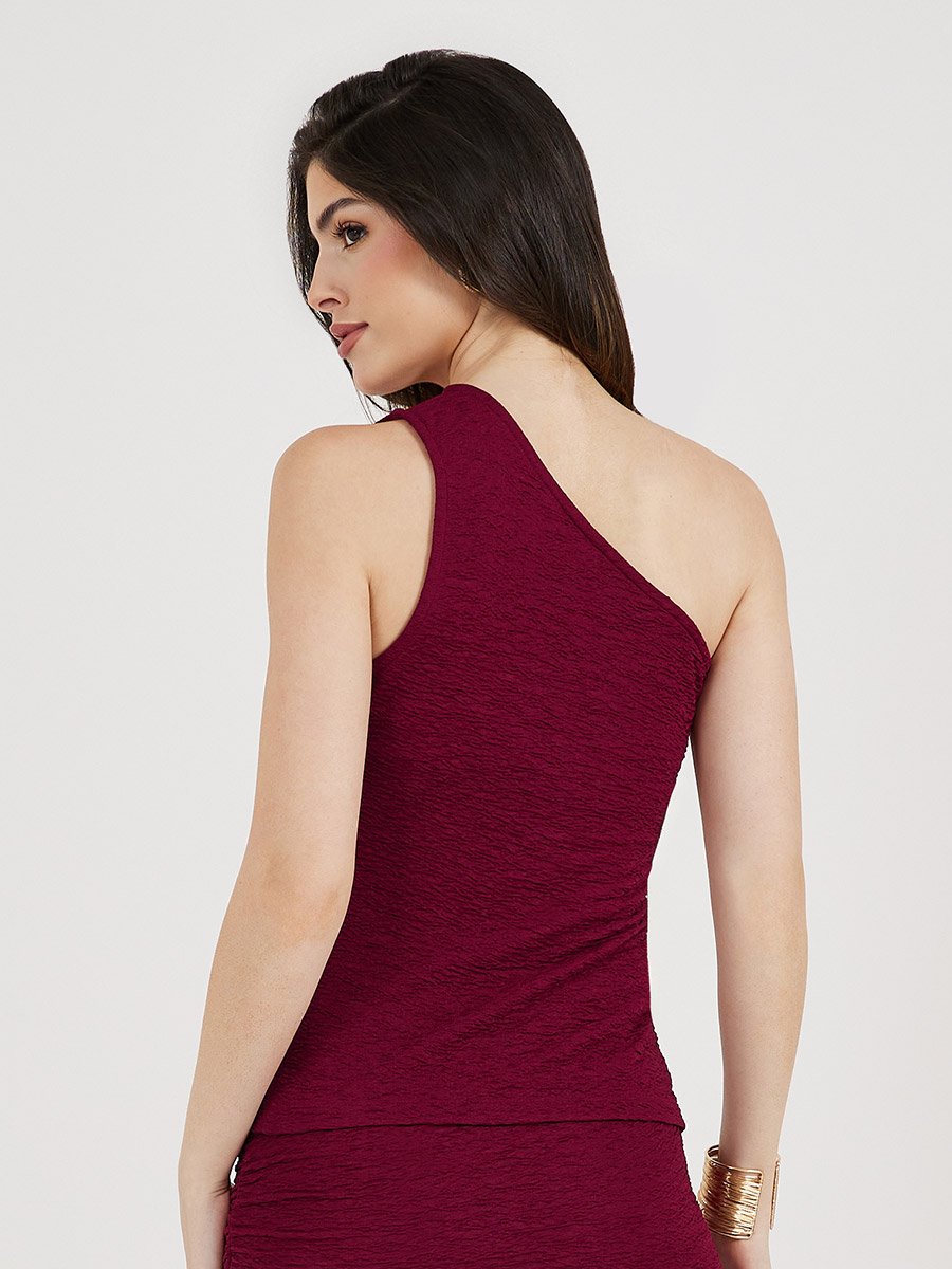 Textured Knit One Shoulder Top