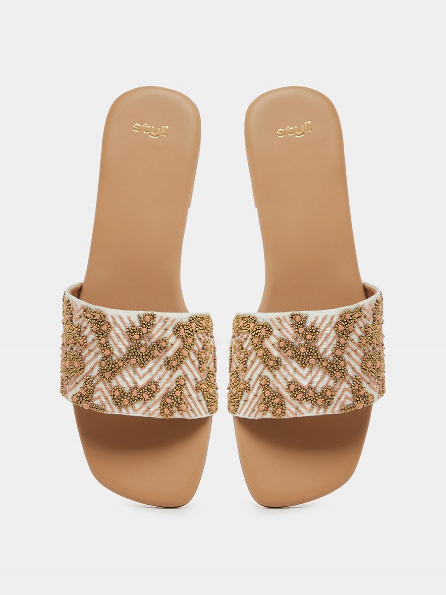 Embellished Flat Slip-On Sandals