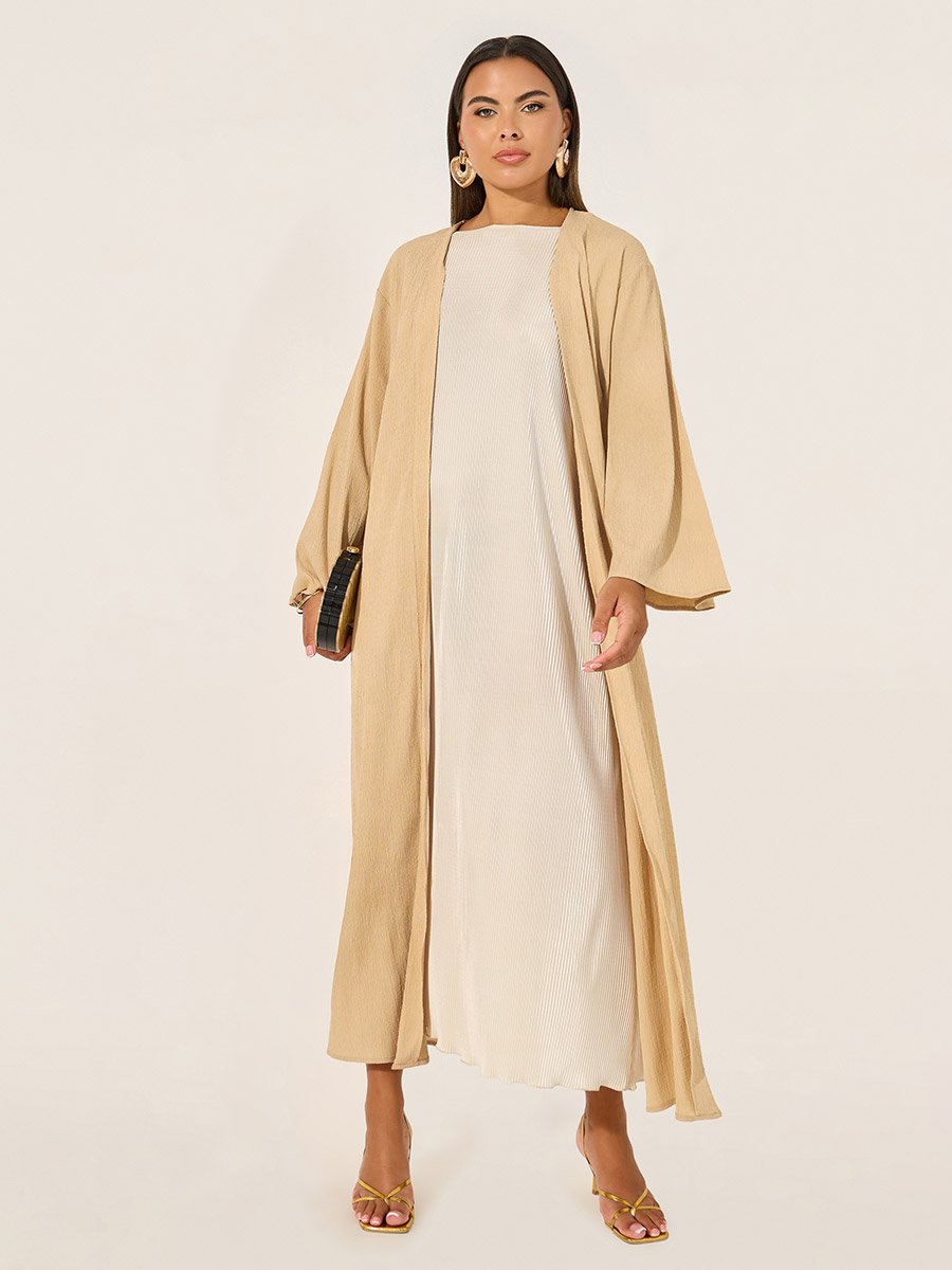 Regular Fit Maxi Kimono with Side Slit Detail