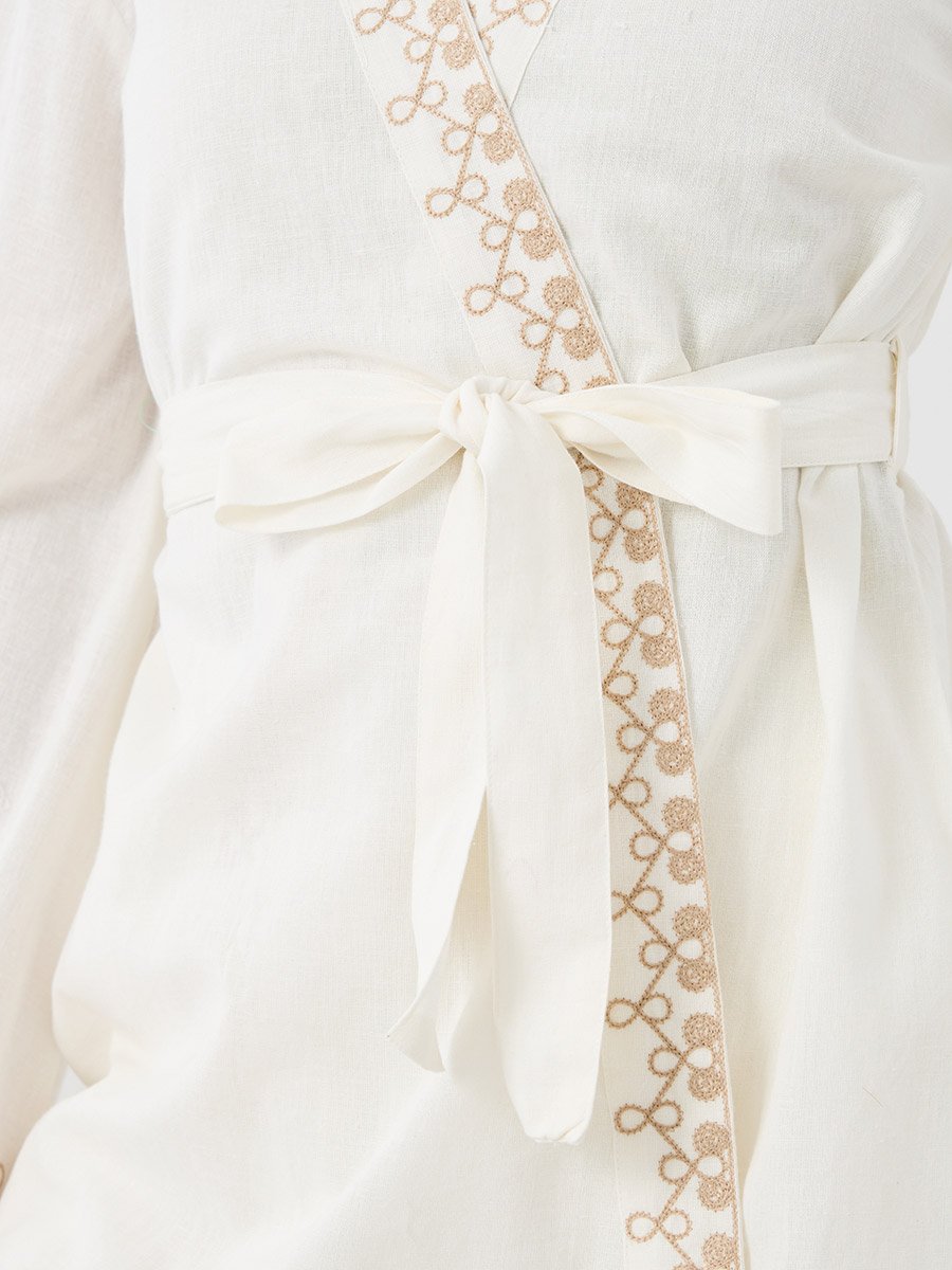 Embroidered Long Sleeves Belted Kimono