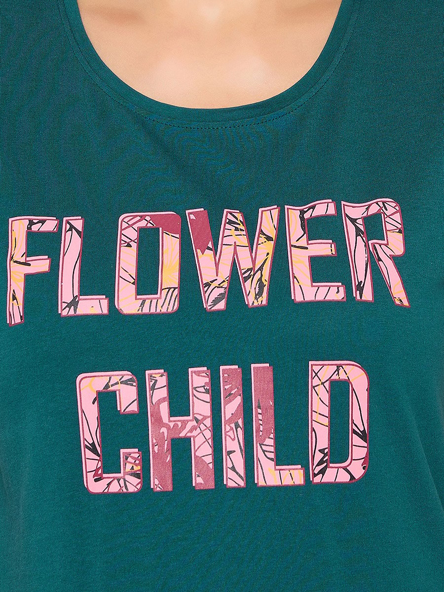 Slogan Print T-Shirt and Floral Shorts Set