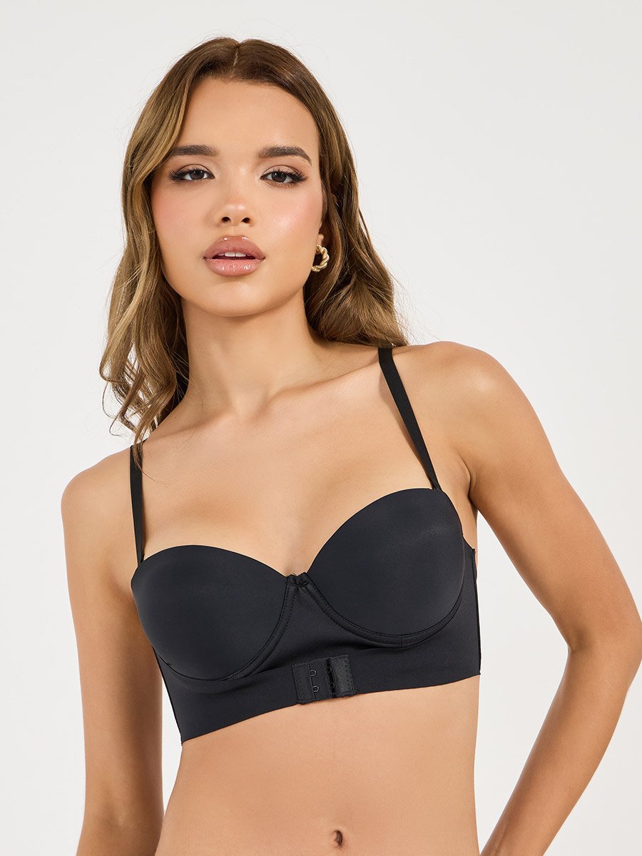 Padded Wired Front Hook and Eye Closure Balconette Bra
