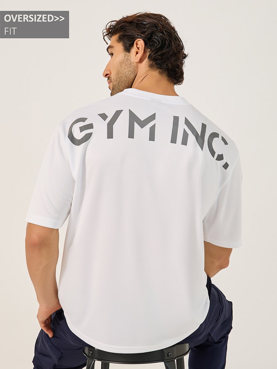 Slogan Print Round Neck Oversized Training T-Shirt