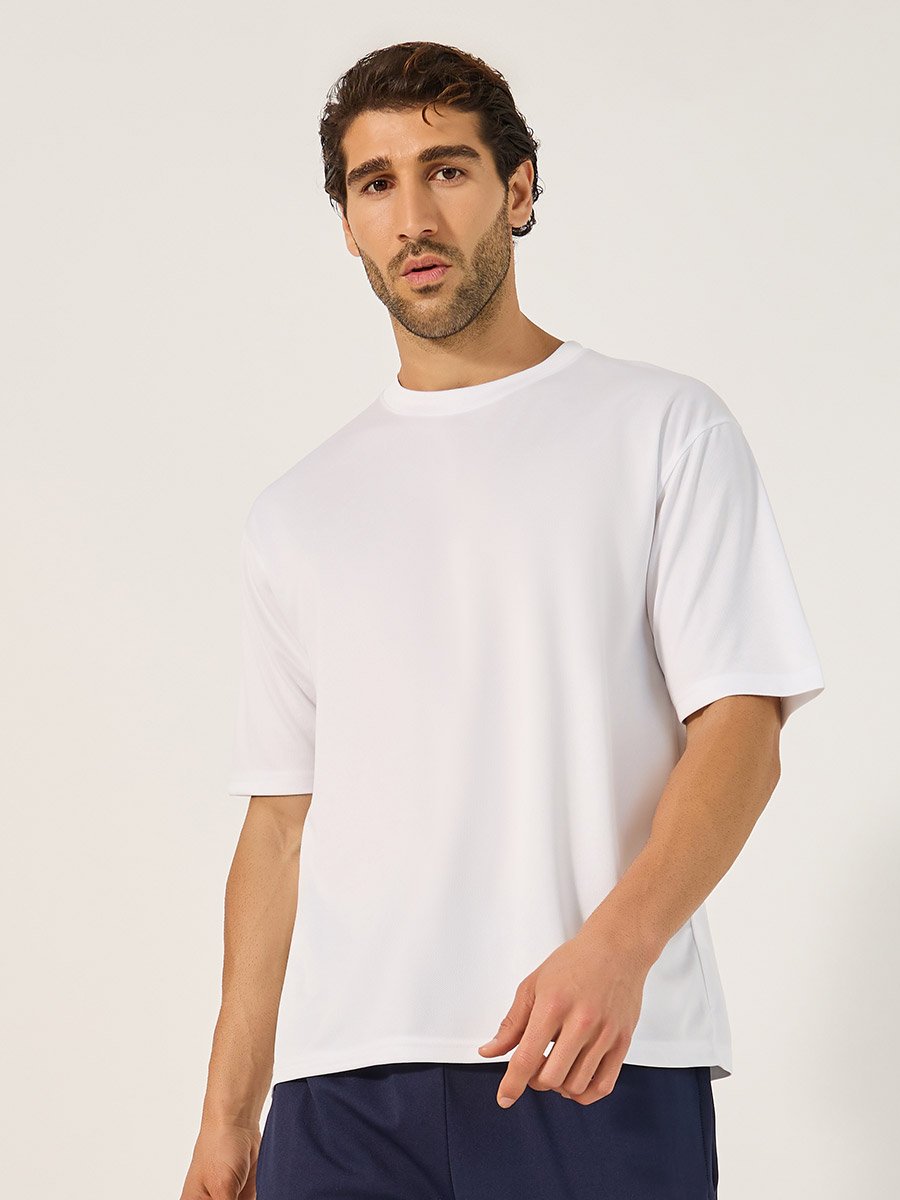 Slogan Print Round Neck Oversized Training T-Shirt