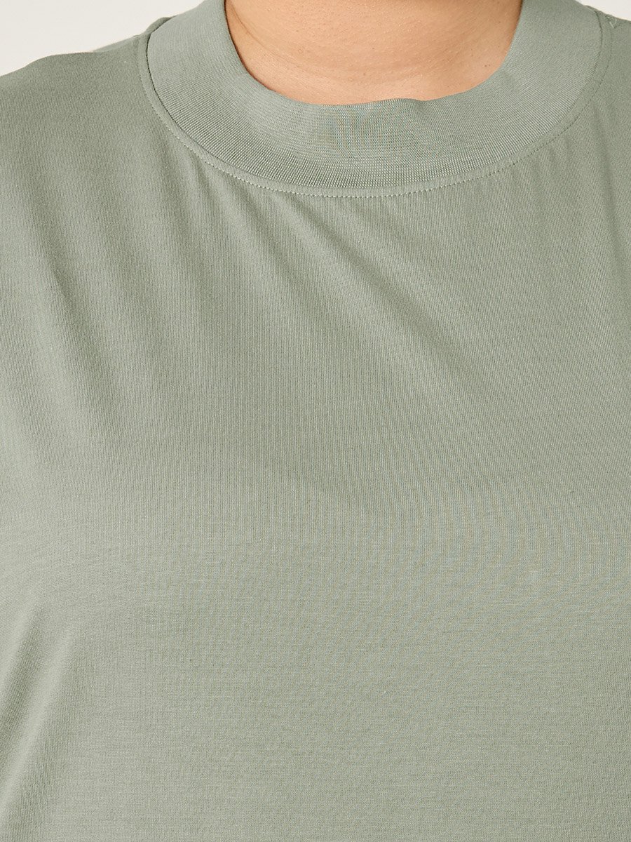 Plus Size Round Neck Oversized T-Shirt with Utility Pockets