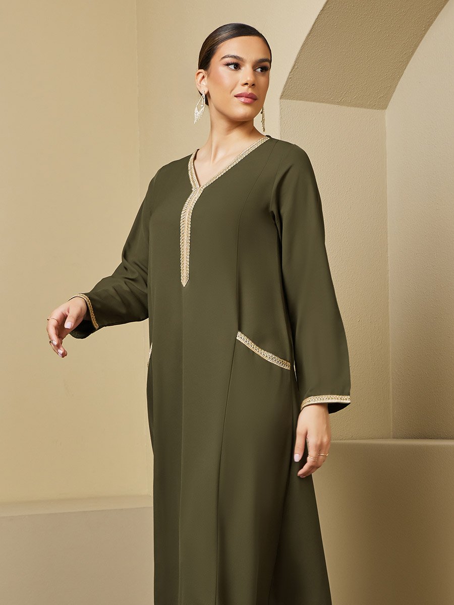 Lace Insert Detail A-Line Jalabiya