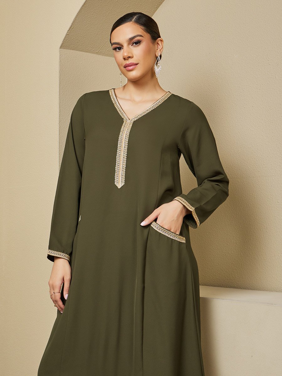 Lace Insert Detail A-Line Jalabiya