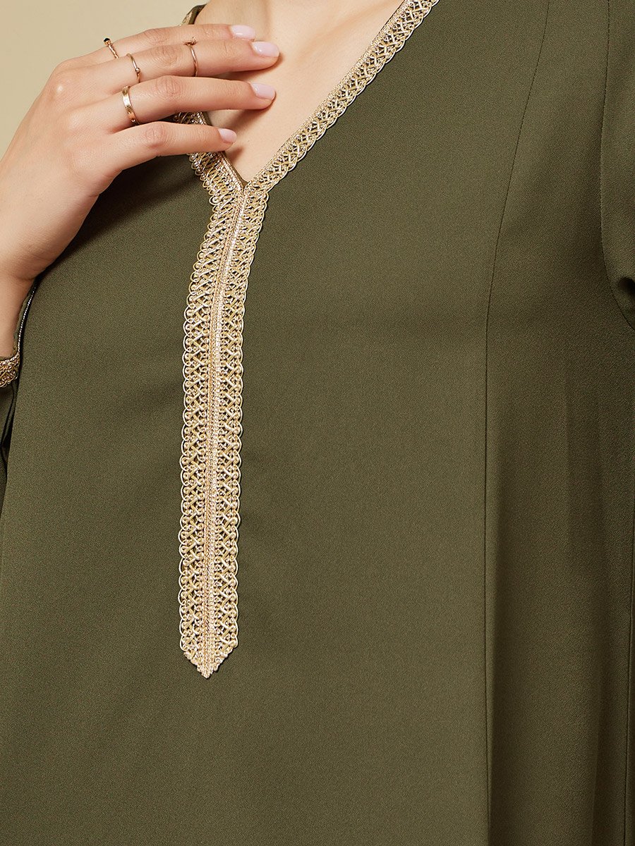 Lace Insert Detail A-Line Jalabiya