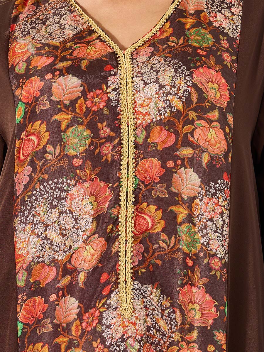 Floral Printed Panel A-Line Jalabyia