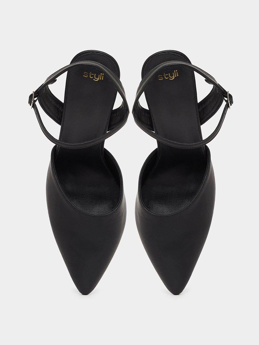 Solid Ankle Strap Pointed Toe Pumps