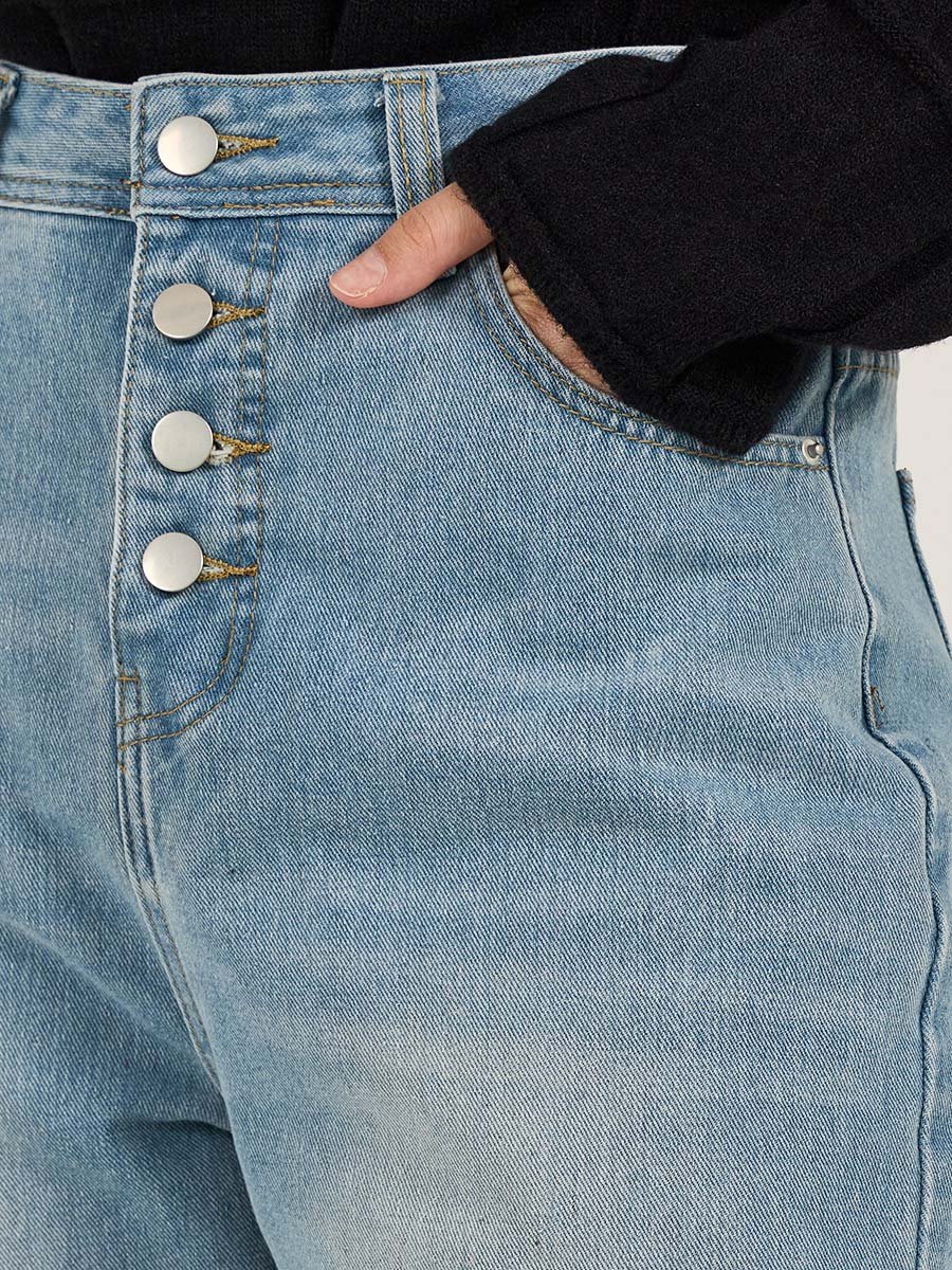 Straight Fit Mid Rise Faded Jeans
