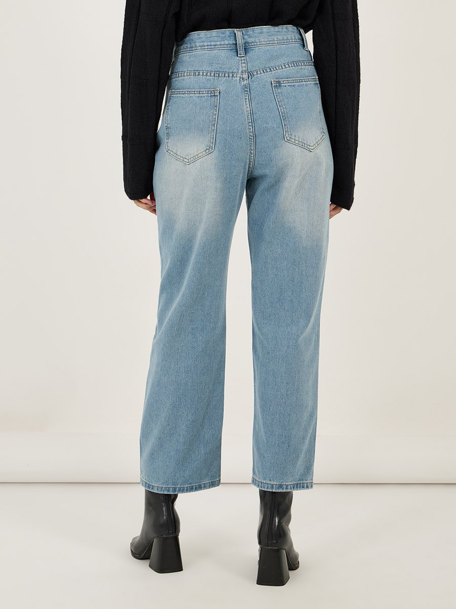 Straight Fit Mid Rise Faded Jeans