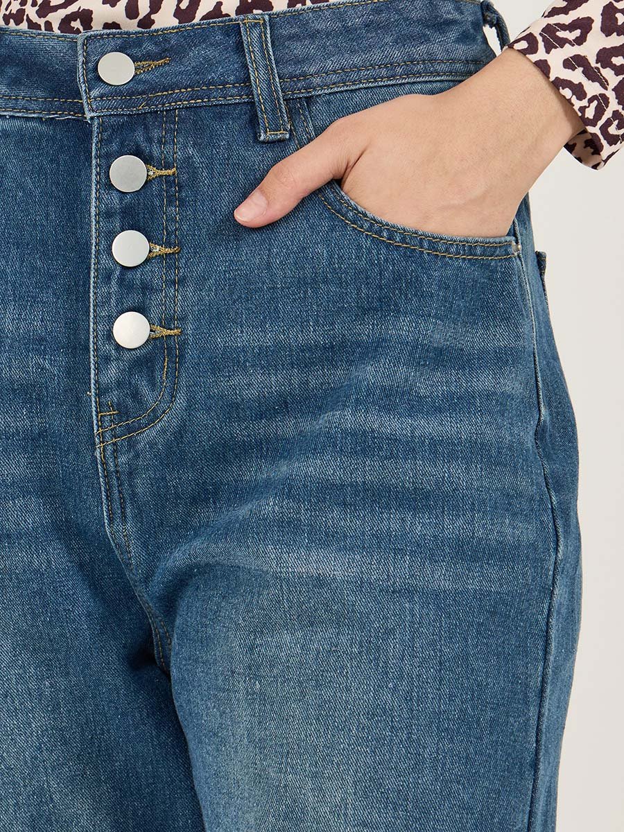 Straight Fit Mid Rise Faded Jeans
