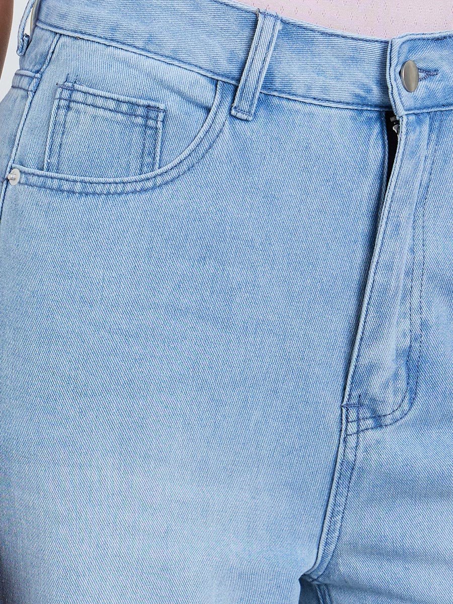 High Rise Straight Fit Faded Jeans