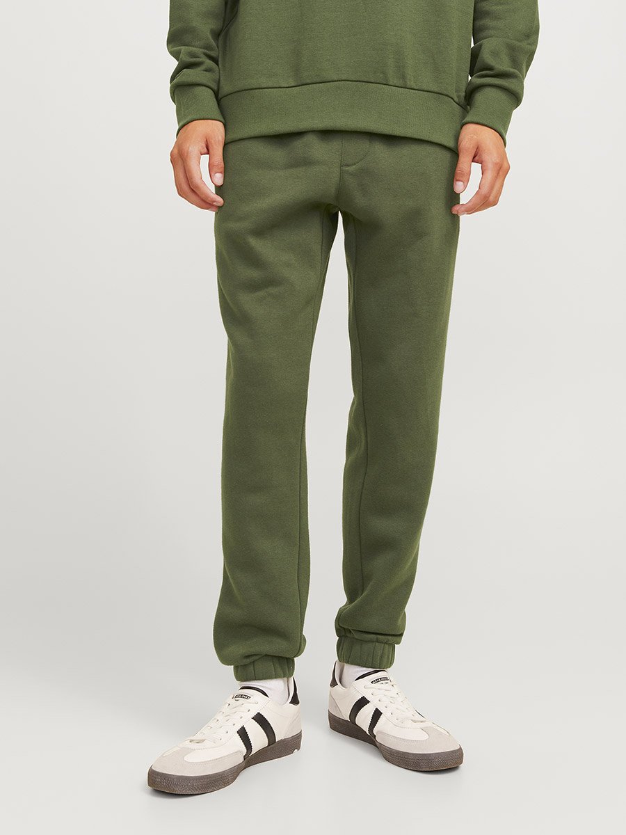 Elastic Cuffed Solid Joggers with Drawstring