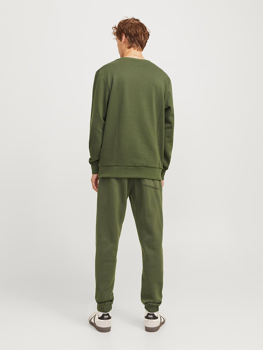 Elastic Cuffed Solid Joggers with Drawstring
