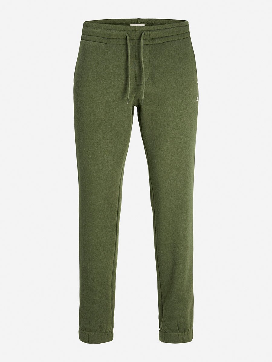 Elastic Cuffed Solid Joggers with Drawstring
