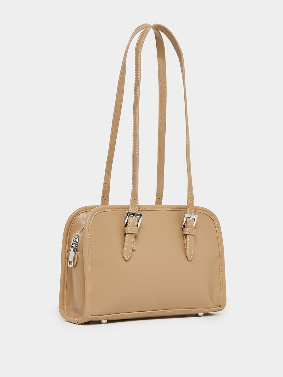 Belted Shoulder Bag with Zip Closure