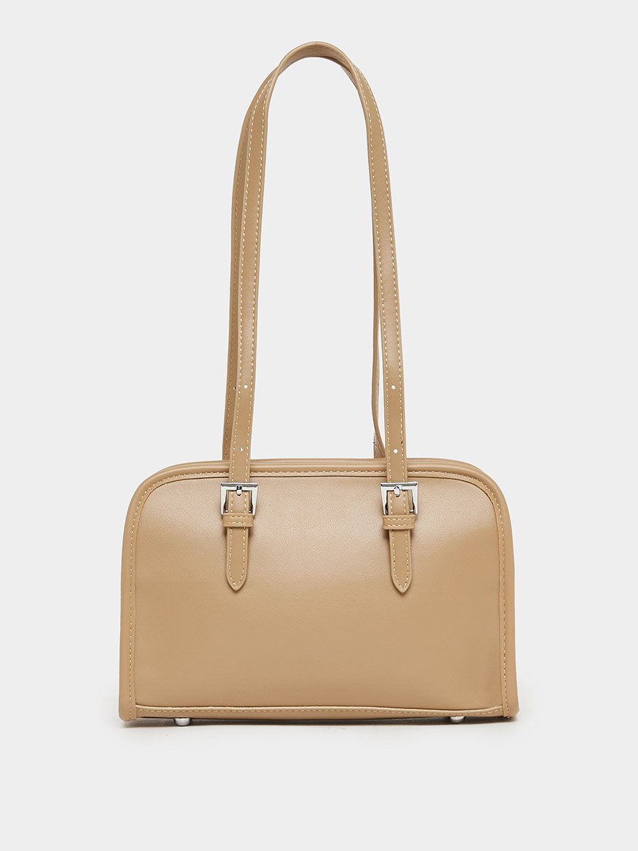 Belted Shoulder Bag with Zip Closure