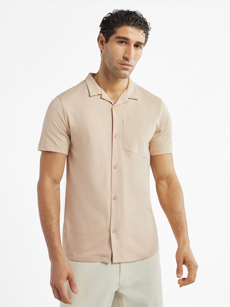 【ベージュ（27）】YORK CAMP COLLAR SHORT SLEEVE SHIRT Drake's Military Short Sleeve Camp Collar Shirt Ecru at CareOfCarl.com