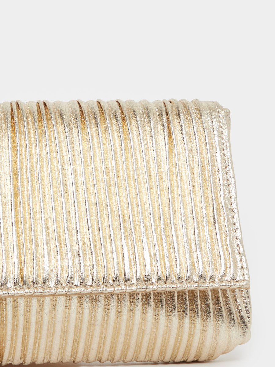 Metallic Pleated Clutch Bag with Chain Strap