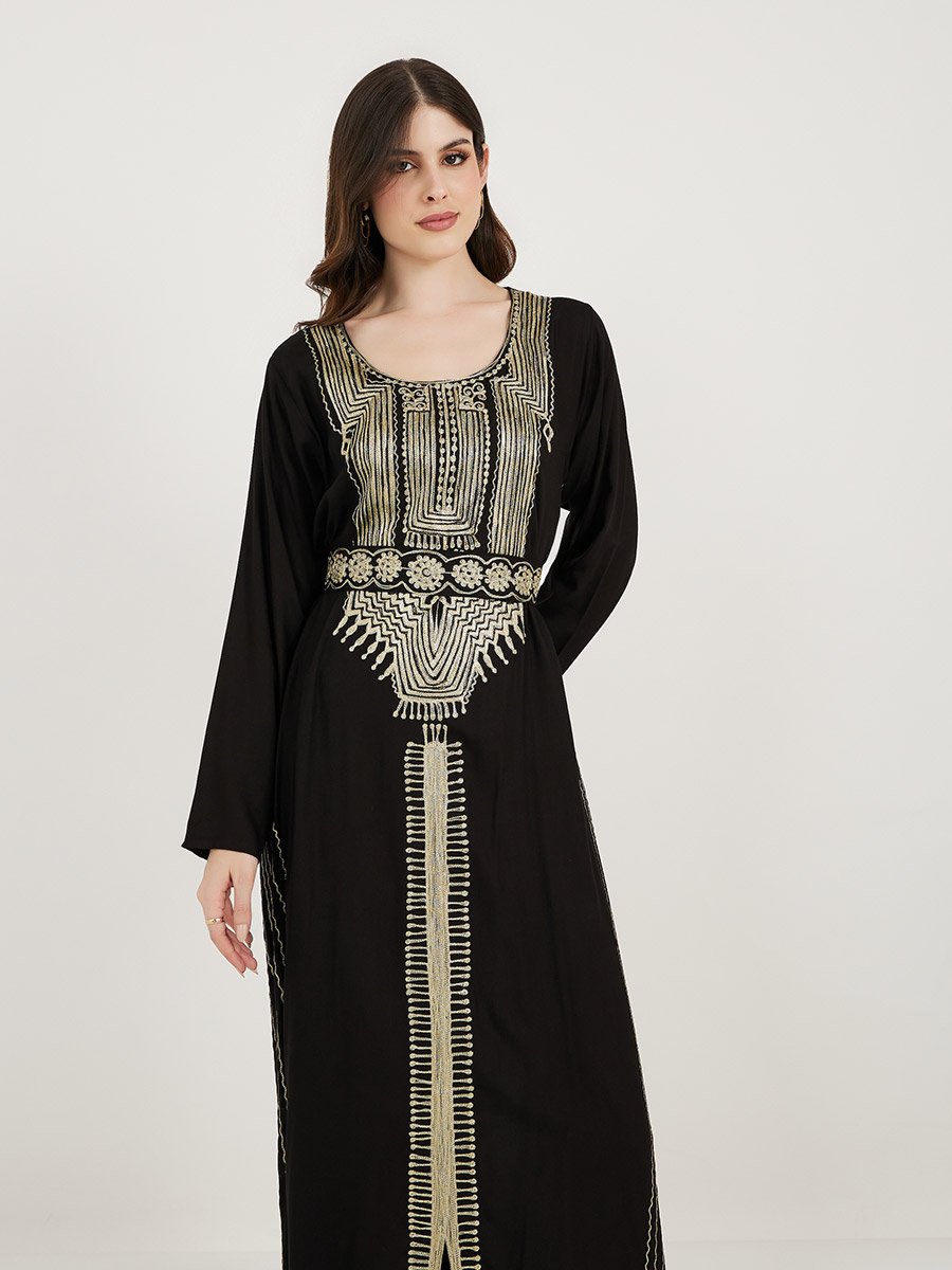 Scoop Neck Rayon Kaftan with Aariwork