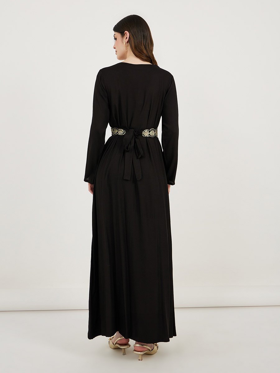 Scoop Neck Rayon Kaftan with Aariwork