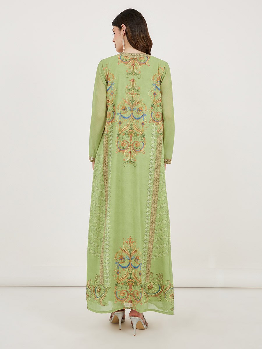 Printed Georgette Kaftan with Studded Detail