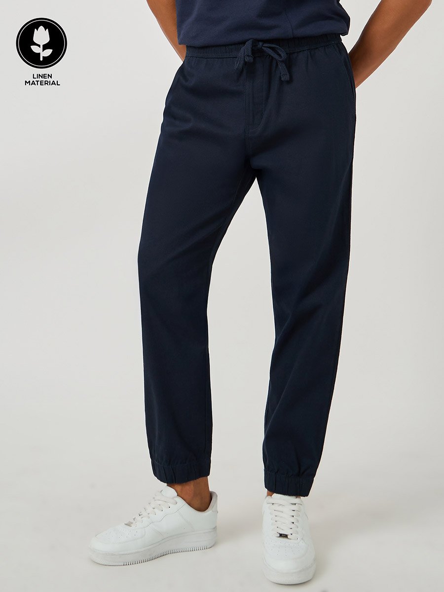 Solid Relaxed Fit Elasticated Cuffed Joggers with Drawstring