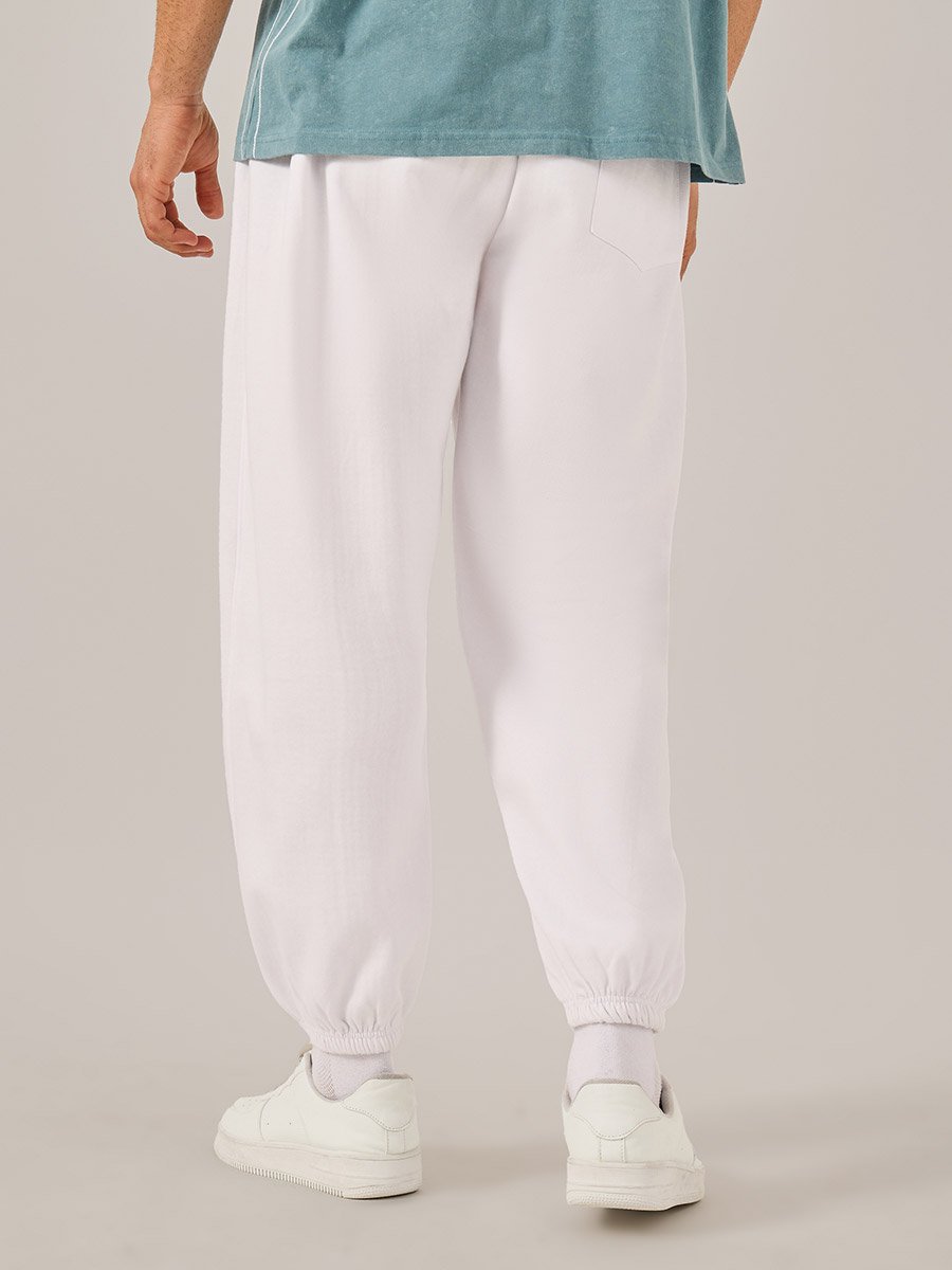 Men White Solid Joggers