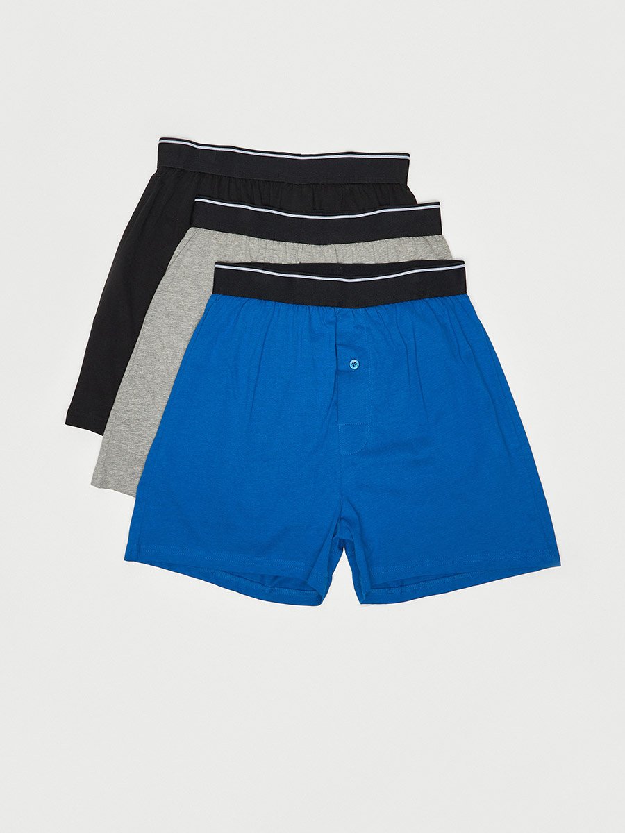 Pack of 3 - Solid Boxers with Elasticated Waist