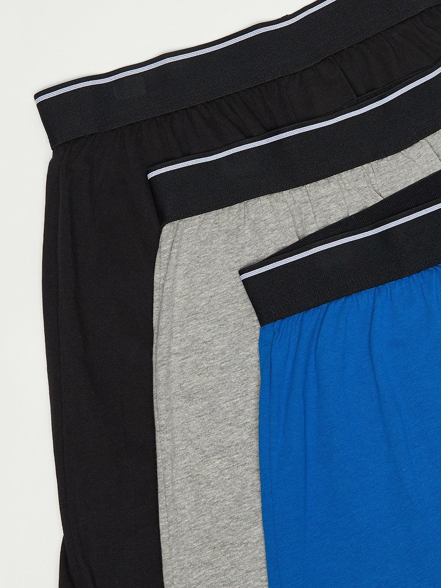 Pack of 3 - Solid Boxers with Elasticated Waist