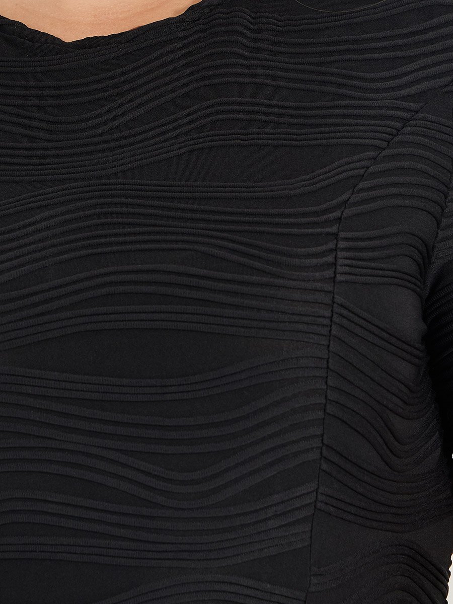 Plus Size Weave Texture A-Line Midi Dress
