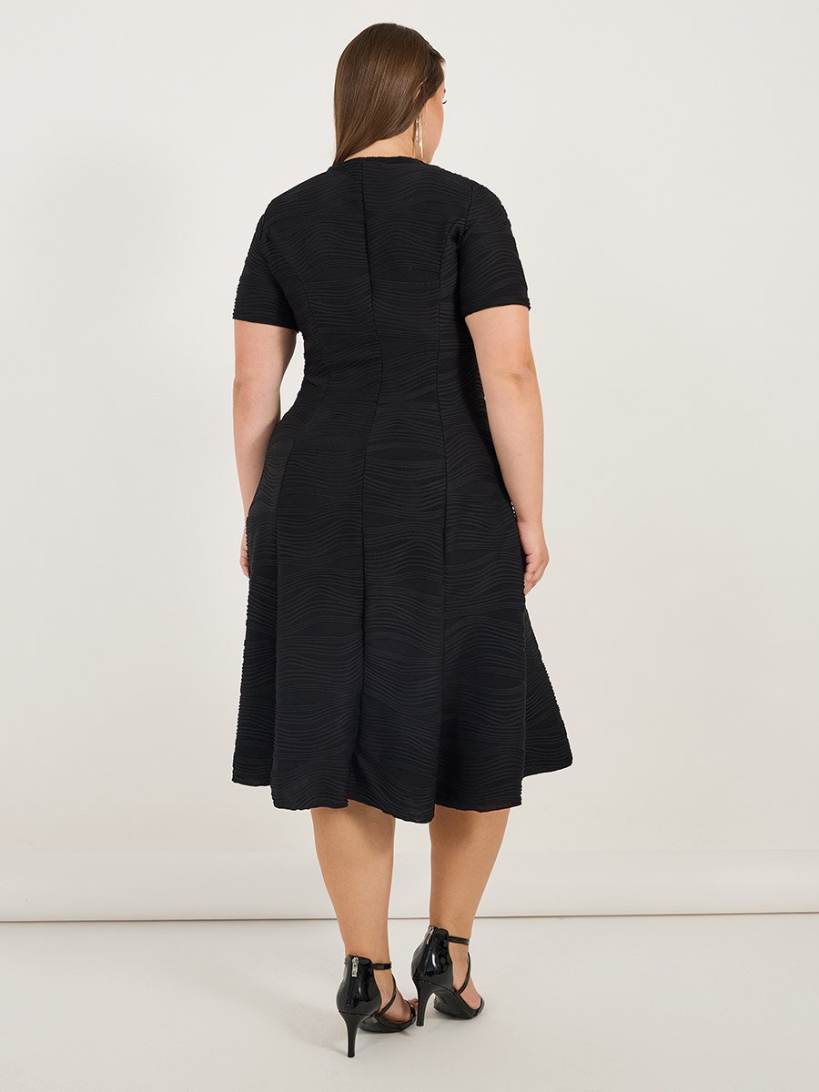 Plus Size Weave Texture A-Line Midi Dress