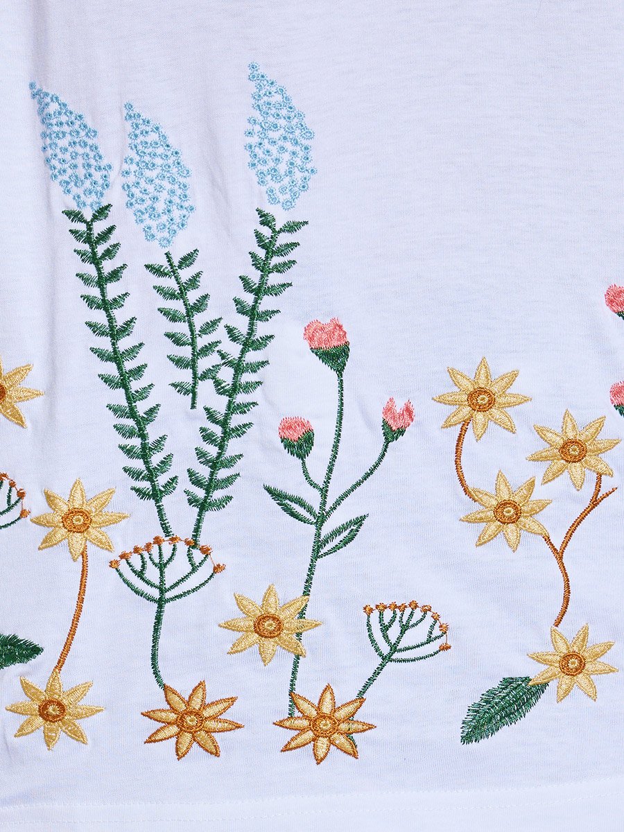 Embroidered Oversized Round Neck T-Shirt