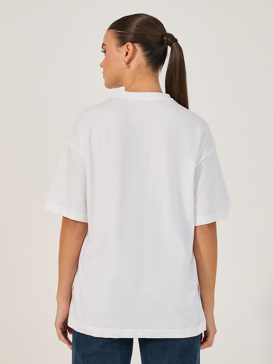 Embroidered Oversized Round Neck T-Shirt
