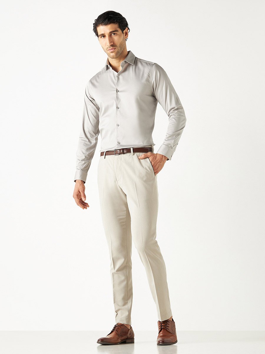 Solid Formal Shirt with Long Sleeves and Button Closure