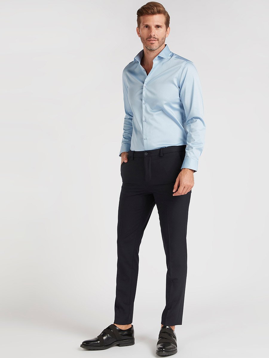 Solid Formal Shirt with Long Sleeves and Button Closure
