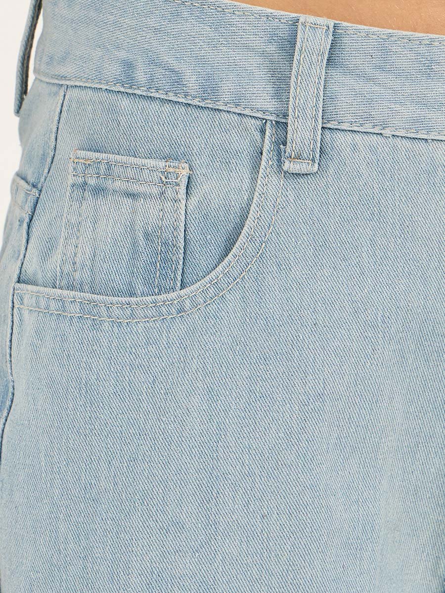 High Rise Wide Leg Knee Distress Detail Jeans